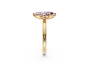Low-Set Solitaire Engagement Ring Setting for Fancy Pink Marquise Center with Thin Plain Band and Prong Head in Yellow Gold