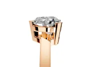 Solitaire Engagement Ring Setting for Heart-Shaped Center with Plain Band and Flat Tab Prong Head in Rose Gold