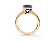 Solitaire Engagement Ring Setting for Fancy Blue Asscher Cut Center with Knife Ridge Band and Claw Prong Head in Rose Gold