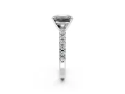 Solitaire Engagement Ring Setting for Emerald Cut Center with Large Accents and Prong Head in Platinum