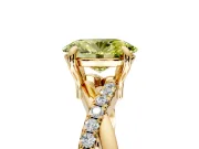 Solitaire Engagement Ring Setting for Fancy Yellow Oval Center with Half-Pave Crossover Band and Prong Head in Yellow Gold
