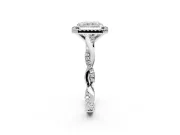 Halo Engagement Ring Setting for Radiant Cut Center with Pave and Plain Twist Band and Prong Head in Platinum