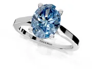 Solitaire Engagement Ring Setting for Fancy Blue Oval Center with Tapered Shoulders and Prong Head in Sterling Silver