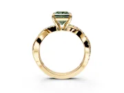 Solitaire Engagement Ring Setting for Fancy Green Princess Cut Center with Half-Pave Crossover Band and Prong Head in Yellow Gold