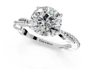 Solitaire Engagement Ring Setting for Round Cut Center with Twist Band and Bead Prong Head in Sterling Silver