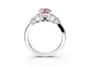 Leaf Cluster Engagement Ring Setting for Fancy Pink Oval Center with Marquise Accents and Prong Head in Platinum
