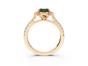 Floral Engagement Ring Setting for Fancy Green Asscher Cut Center with Pave Band and Floral Prong Head in Rose Gold