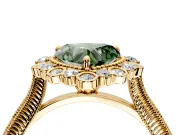 Milgrain Halo Engagement Ring Setting for Fancy Green Heart-Shaped Center with Bezel Point Accents and Prong Head in Yellow Gold