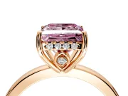 Solitaire Engagement Ring Setting for Fancy Pink Princess Cut Center with Fine Wire Band and Prong Head in Rose Gold