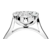 Single Halo Engagement Ring Setting for Pear-Shaped Center with Corner Claws, Plain Band and Prong Head in White Gold