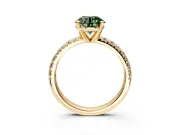 Solitaire Engagement Ring Setting for Fancy Green Round Cut Center with Large Accents and Prong Head in Yellow Gold
