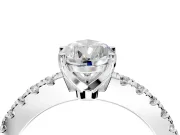 Solitaire Engagement Ring Setting for Pear-Shaped Center with Single Row Accent Band and Prong Head in Platinum