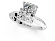 Solitaire Engagement Ring Setting for Radiant Cut Center with Wide Knife Ridge Band and Prong Head in Platinum