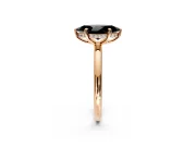 Hidden Halo Engagement Ring Setting for Fancy Black Marquise Center with Thin Rounded Band and Prong Head in Rose Gold