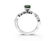 Solitaire Engagement Ring Setting for Fancy Green Radiant Cut Center with Bar-Station Pave Twist and Prong Head in Sterling Silver