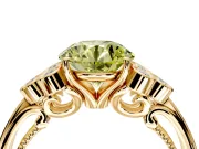 Cluster Engagement Ring Setting for Fancy Yellow Round Cut Center with Bezel Accent Clusters and Prong Head in Yellow Gold