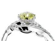 Solitaire Engagement Ring Setting for Fancy Yellow Pear-Shaped Center with Pave Bypass Twist Band and Prong Head in Platinum