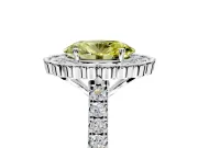 Milgrain Floral Halo Engagement Ring Setting for Fancy Yellow Oval Center with Pave Band and Prong Head in Sterling Silver