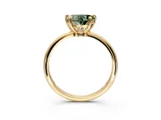 Minimalist Solitaire Engagement Ring Setting for Fancy Green Heart-Shaped Center with Thin Band and Prong Head in Yellow Gold
