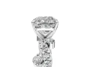 Solitaire Engagement Ring Setting for Cushion Cut Center with Bar-Station Pave Twist and Prong Head in White Gold
