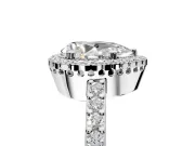 Halo Engagement Ring Setting for Pear-Shaped Center with Inner Milgrain Border and Prong Head in Sterling Silver
