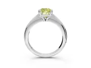 Solitaire Engagement Ring Setting for Fancy Yellow Cushion Cut Center with Reverse Tapered Band and Prong Head in Platinum