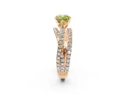 Solitaire Engagement Ring Setting for Fancy Yellow Cushion Cut Center with Woven 3-Strand Pave Band and Prong Head in Rose Gold