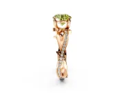 Solitaire Engagement Ring Setting for Fancy Yellow Round Cut Center with Pave and Plain Crossover Band and Prong Head in Rose Gold
