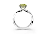 Solitaire Engagement Ring Setting for Fancy Yellow Round Cut Center with Pave and Plain Crossover Band and Prong Head in Sterling Silver