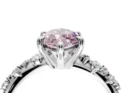 Solitaire Engagement Ring Setting for Fancy Pink Marquise Center with Trailing Leaf Accent Band and Prong Head in White Gold