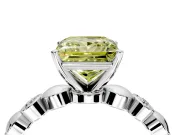 Solitaire Engagement Ring Setting for Fancy Yellow Princess Cut Center with Beaded Bezel Station Band and Prong Head in Platinum