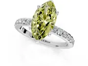 Solitaire Engagement Ring Setting for Fancy Yellow Marquise Center with Round Cut Pave Band and Prong Head in Sterling Silver