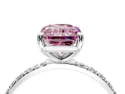 Solitaire Engagement Ring Setting for Fancy Pink Radiant Cut Center with Pave Accents and Prong Head in Sterling Silver