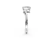 Solitaire Engagement Ring Setting for Radiant Cut Center with Plain Bypass Twist Band and Prong Head in Platinum