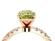 Open Basket Engagement Ring Setting for Fancy Yellow Radiant Cut Center with Pave Band and Prong Head in Rose Gold