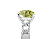 5 Stone Engagement Ring Setting for Fancy Yellow Round Cut Center with Plain Band and Prong Head in Sterling Silver