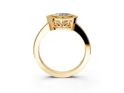 Halo Engagement Ring Setting for Heart-Shaped Center with Milgrain Halo, Pave Band and Prong Head in Yellow Gold