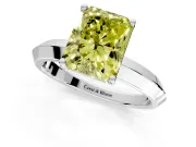 Solitaire Engagement Ring Setting for Fancy Yellow Radiant Cut Center with Wide Knife Ridge Band and Prong Head in Platinum