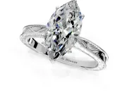 Solitaire Engagement Ring Setting for Marquise Center with Engraved Milgrain Band and Prong Head in Platinum