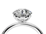 Low-Set Solitaire Engagement Ring Setting for Round Cut Center with Thin Plain Band and Prong Head in Platinum