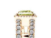 Halo Engagement Ring Setting for Fancy Yellow Princess Cut Center with Wide-Open Pave Split Shank and Prong Head in Rose Gold
