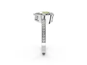 Halo Engagement Ring Setting for Fancy Yellow Heart-Shaped Center with Milgrain Halo, Pave Band and Prong Head in Platinum