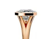 Solitaire Engagement Ring Setting for Asscher Cut Center with V Split Shank and Bezel Head in Rose Gold