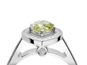 Halo Engagement Ring Setting for Fancy Yellow Marquise Center with Outer Bezel Rim, Pave Band and Prong Head in Platinum