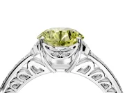 Floral Engagement Ring Setting for Fancy Yellow Round Cut Center with Four Accent Clusters and Prong Head in Sterling Silver