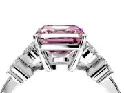 Floral Engagement Ring Setting for Fancy Pink Asscher Cut Center with Marquise Cluster Shoulders and Prong Head in White Gold