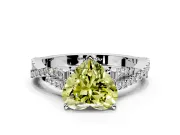 Solitaire Engagement Ring Setting for Fancy Yellow Heart-Shaped Center with Twisted Pave Split Shank and Prong Head in White Gold