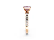 Open Basket Engagement Ring Setting for Fancy Pink Asscher Cut Center with Pave Band and Prong Head in Rose Gold