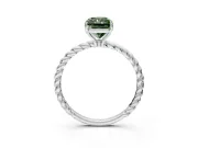 Solitaire Engagement Ring Setting for Fancy Green Radiant Cut Center with Plain Twisted Rope Band and Prong Head in Sterling Silver