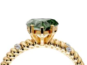 Rope Engagement Ring Setting for Fancy Green Heart-Shaped Center with Accent Shoulders and Prong Head in Yellow Gold